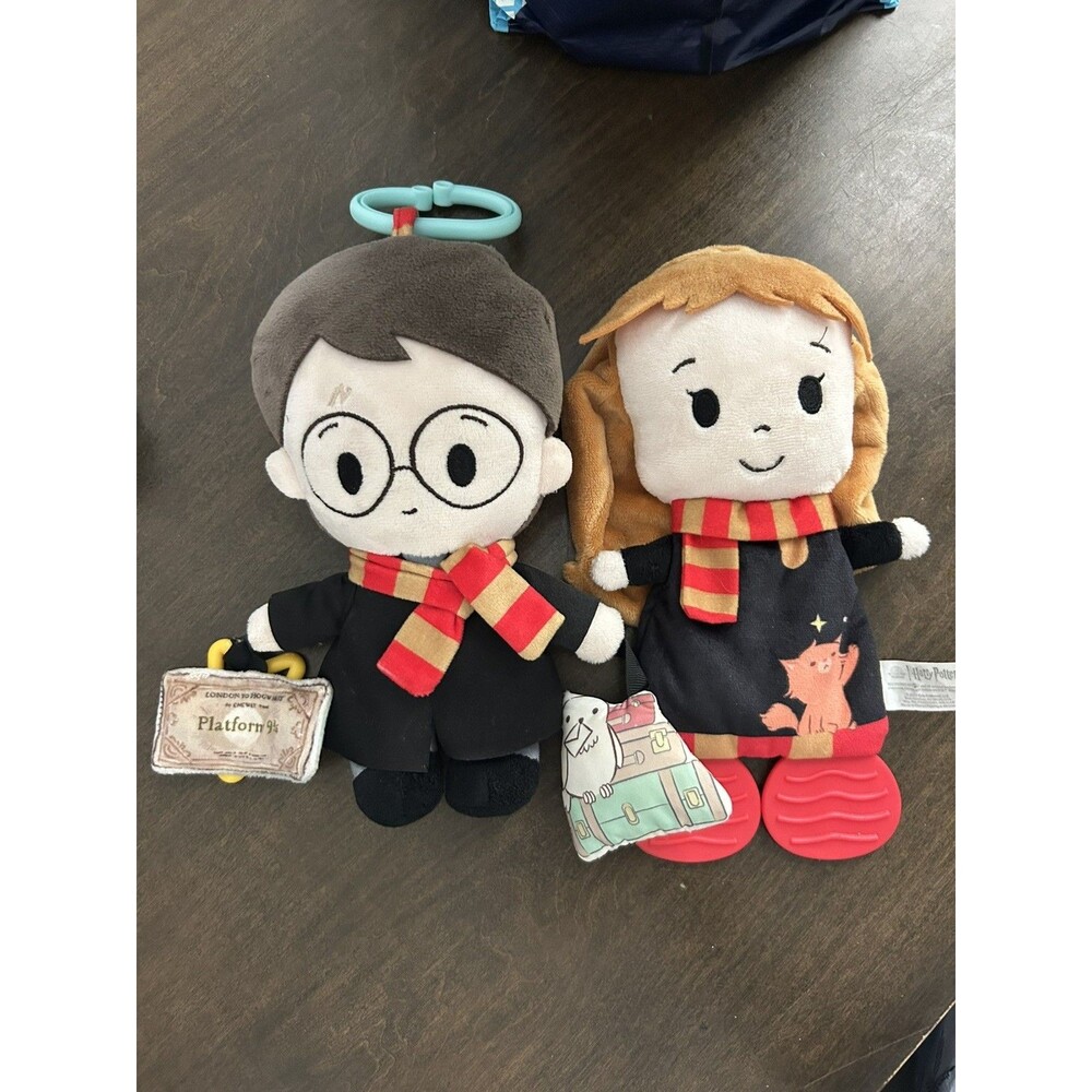 Lot of 2 Harry Potter & Hermione Baby Lovey Teether Plush Toys Wizard Muggle
